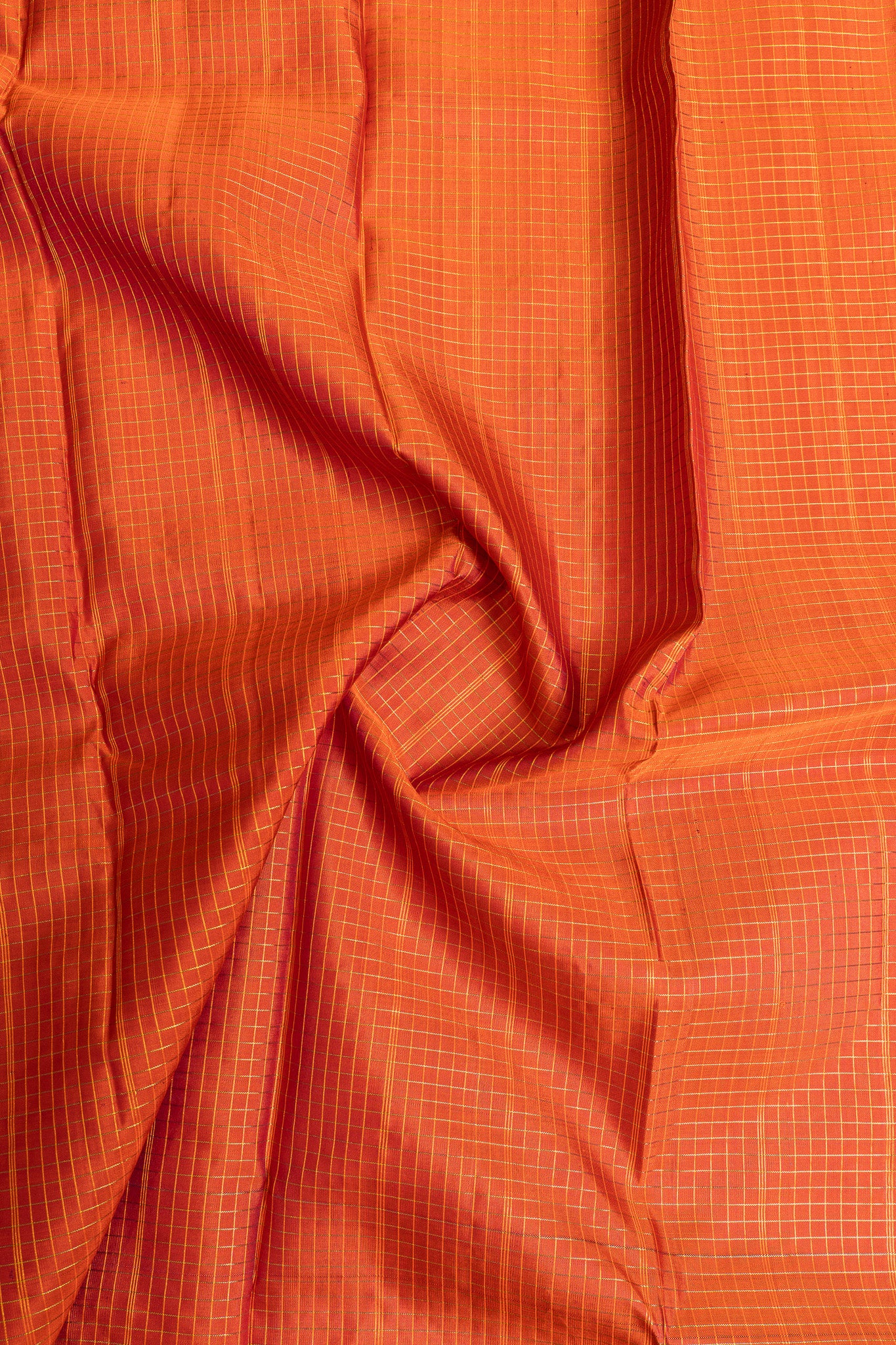 orange and jamun checks border pure kanchipuram silk saree orange and jamun checks border pure kanchipuram silk saree